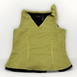 VTG Axcess Liz Claiborne Y2K Babydoll Top Bow Detail Green/Black Tank Large Chic
